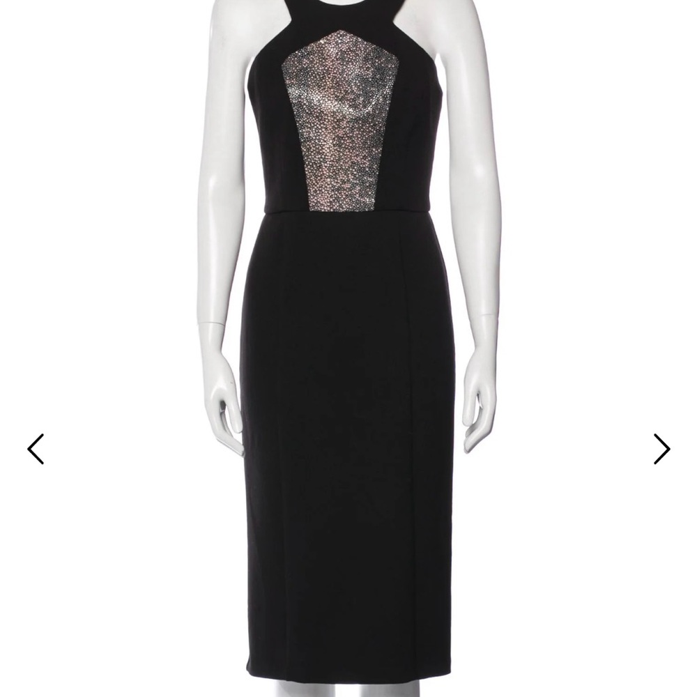 Hunter Bell Black Midi Dress with Metallic Accent